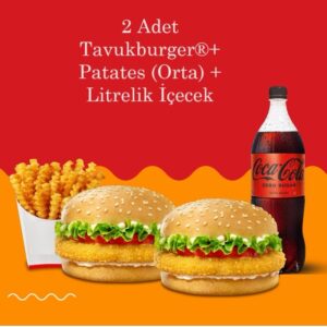 2 Adet Tavukburger®+ Patates (Orta) + Litrelik İçecek