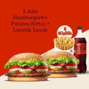 2 Adet Et Hamburger®+ Patates (Orta) + Litrelik İçecek